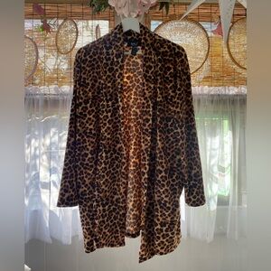 Leopard Print Fuzzy Cardigan Sweater